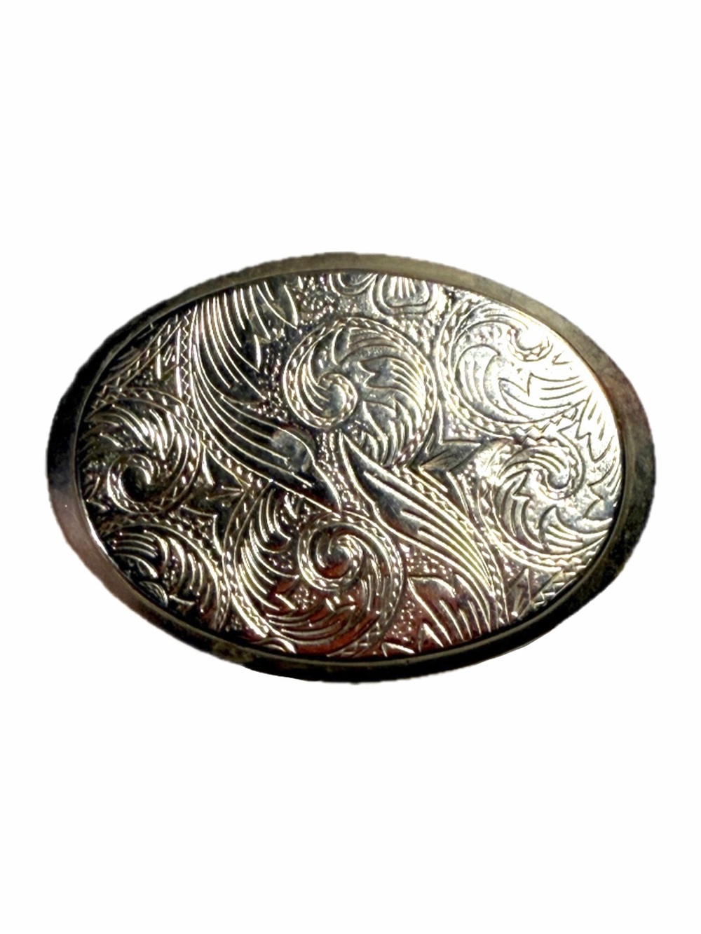 Vintage Crumrine Gold and Silversmiths Western Style Belt Buckle 3x2”